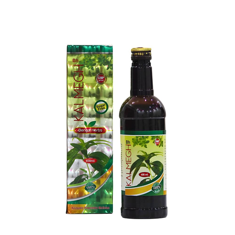 Kalmegh is product main image. And it is Sugar Free. Bengal Herb's Kalmegh Syrup helps to protect your liver from disorders like indigestion or loss of appetite due to its appetizer and pachan (digestion) properties It is also a blood purifier and keeps away skin diseases